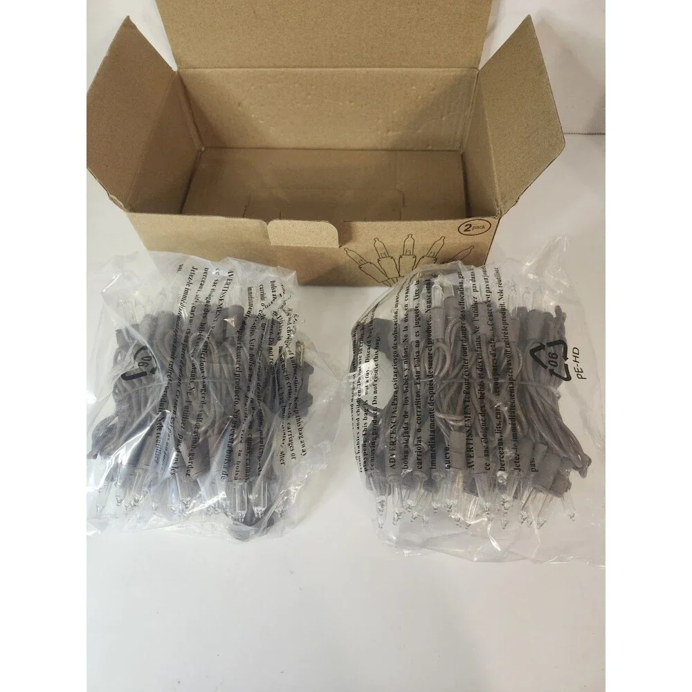 Clear Christmas Light Brown Wire String Light 21ft 100 Count Set Of 2
